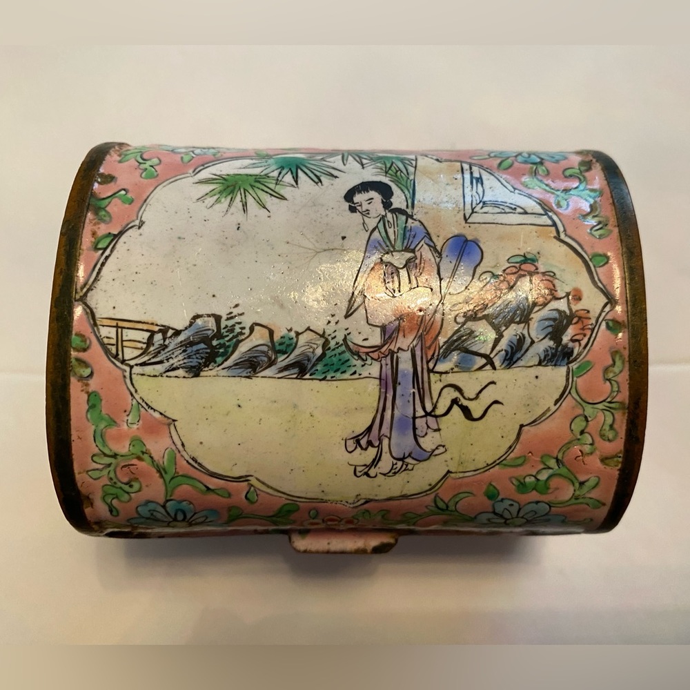 Antique Chinese Cloisonné Enamel Trinket Box